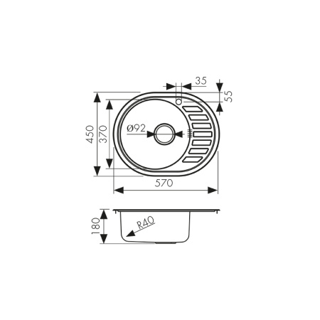 KSS-5745L Мойка из нержавеющей стали KAISER 570*450*180